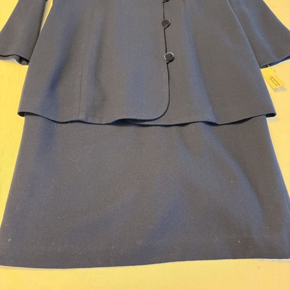 NWT Vintage 90s Talbots Navy Wool Dress With Velvet Collar & Buttons Size 14 - Picture 11 of 16